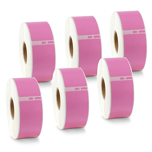 BETCKEY - 6 Große Rollen Rosa Adressetiketten Kompatibel mit DYMO 99010(S0722370), 28mm x 89mm, 2100 Farbige Etiketten für LabelWriter 450 Serie und 4XL von BETCKEY