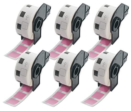 BETCKEY - 6 Rollen DK-11221 Quadratische QR Code Etiketten Kompatibel mit Brother, 23mm x 23mm, 6000 Farbige Etiketten Rosa für Brother QL Etikettendrucker von BETCKEY