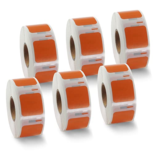 BETCKEY - 6 Rollen Orange Mehrzwecketiketten (Klein) Kompatibel mit DYMO S0929120, 25mm x 25mm, 4500 Farbige Etiketten für LabelWriter 450 Serie und 4XL von BETCKEY