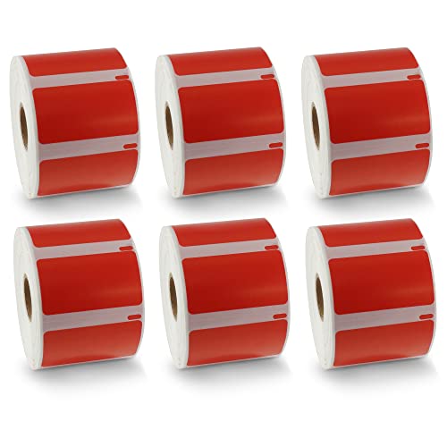 BETCKEY - 6 Rollen Rot Mehrzwecketiketten Kompatibel mit DYMO 11354(S0722540), 57mm x 32mm, 6000 Farbige Etiketten für LabelWriter 450, 4XL NICHT passend 550 oder 5XL von BETCKEY