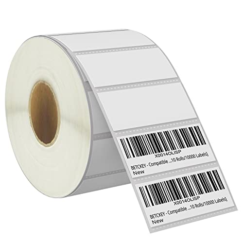 BETCKEY - 64mm x 25mm(2,5 in x 1 in) Perforierte Mehrzweck/Barcode Thermoetiketten Kompatibel mit Zebra und weiteren Druckern [1 Rolle/1380 Etiketten] von BETCKEY