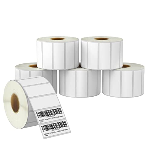 BETCKEY - 64mm x 25mm(2,5 in x 1 in) Perforierte Mehrzweck/Barcode Thermoetiketten Kompatibel mit Zebra und weiteren Druckern [6 Rollen/8280 Etiketten] von BETCKEY