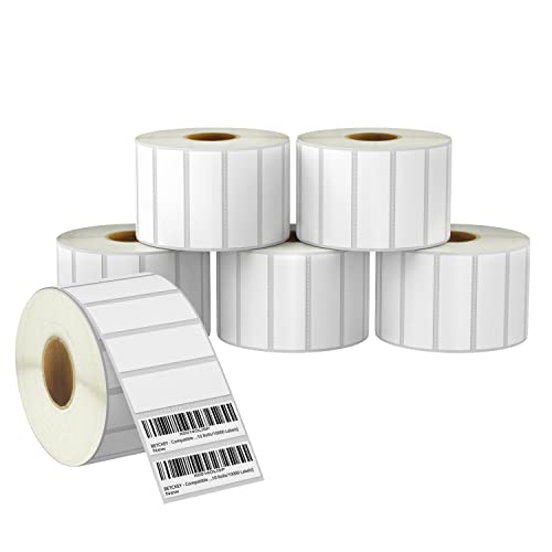 BETCKEY - 76mm x 25mm(3 in x 1 in) Perforierte Barcode/Adresse Thermoetiketten Kompatibel mit Zebra und weiteren Druckern [6 Rollen/8250 Etiketten] von BETCKEY