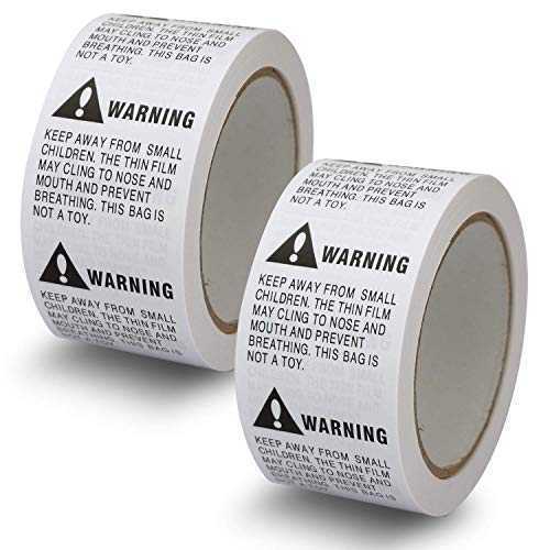BETCKEY - Suffocation Warning Stickers 50mm x 50mm(2" x 2"), 1000 Weiß Warnung vor Ersticken Sicherheit Aufkleber, SUFFOCATION WARNING KEEP AWAY FROM CHILDREN", Ideal für Plastikbeutel 2 Rollen von BETCKEY