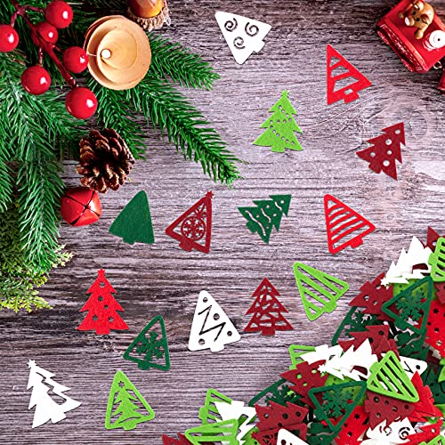 BETESSIN 120 Stück Weihnachtsbaum Streudeko Set Bunt Filzornament mit Weihnachtsbäume Muster Filz Weihnachtsdeko Konfetti Tischdeko für Party Weihnachten Fest Holiday usw. von BETESSIN