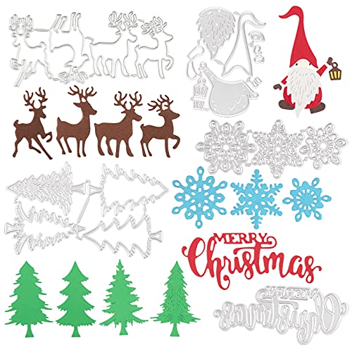 Stanzschablonen Weihnachten Set - inkl. Weihnachtswichtel, Schneeflocken, Rentier etc. Motive - Weihnachten Stanzformen Schablone für Scrapbooking, DIY-Karten, Weihnachtsdeko zum Basteln usw. von BETESSIN