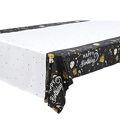 BETESSIN 2 Stück 137x274cm Tischdecken Geburtstag - Happy Birthday Tischdecke Rechteckig Kunststoff Partytischdecke zum Geburtstag Männer und Frauen (Dicke: 0.03 mm) von BETESSIN