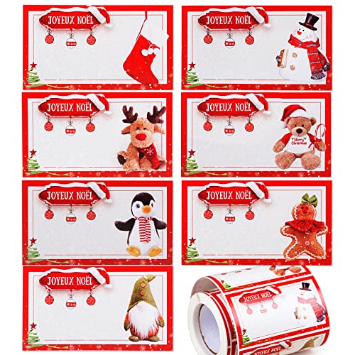 250 Stück Französischer Weihnachtsaufkleber JOYEUX NOËL Rollen Sticker Etiketten Selbstklebend 8 x 4.5 cm von BETESSIN