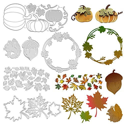 Stanzschablonen Herbst Set mit Kürbis, Herbstblättern, Ahornblatt etc. Motiven - Herbst Stanzformen Schablone für Scrapbooking, DIY-Karten, Herbstfest und Erntedankfest Deko zum Basteln usw. von BETESSIN