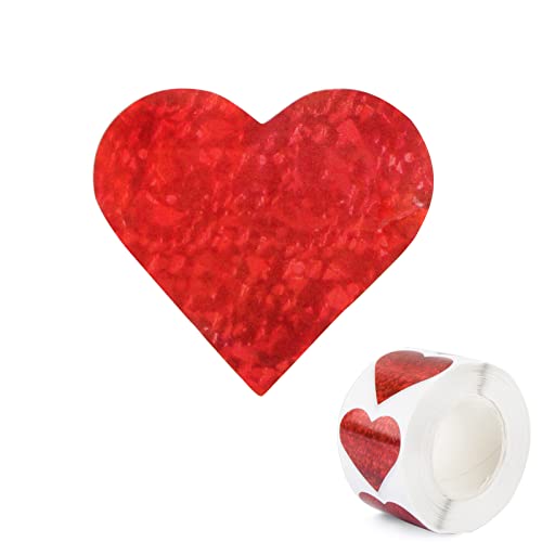 500 Stück 3.8cm Herz Aufkleber Rot Herzform Stickers mit Laser Effekt Rollen Etiketten Selbstklebend Deko Aufkleber für Hochzeit Valentinstag Geschenkverpackung Geschenktüten Umschlag usw. von BETESSIN