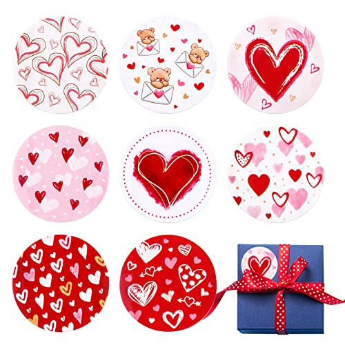 500 Stück 4cm Liebe Herz Aufkleber Rund Geschenkaufkleber Rollen Etiketten Selbstklebend Dekorative Stickers für Geschenktüten Umschlag Geschenkverpackungen zum Weihnachten Neujahr Valentinstag usw. von BETESSIN