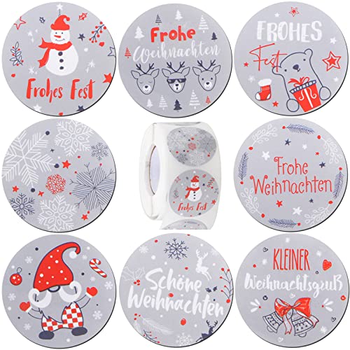 500 Stück 4cm Weihnachtsaufkleber Rund Geschenkaufkleber Frohe Weihnachten Etiketten Selbstklebend Rollen Stickers für Weihnachten Party Dekoration Geschenkverpackungen Umschlag usw. von BETESSIN