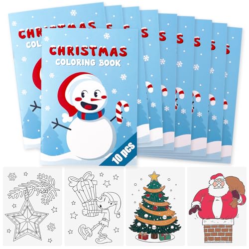 BETESSIN 10 Stück Mini Malbücher Weihnachten - Din A6 Malbuch mit Weihnachtsmotive zum Bemalen - Adventskalender Kinder - Mitgebsel Weihnachten - Nikolaus Geschenke und Beschäftigung für Kinder von BETESSIN