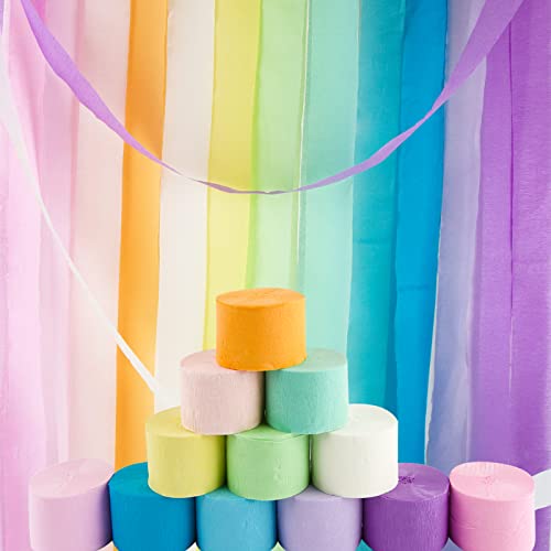 BETESSIN 12 Rolle Krepppapier Bunt Kreppband pro Rolle 25mx 45mm Maibaum Bänder Regenbogen Dekopapier 12 Farben Kreppbänder Basteln Crepe Paper Papier für Hochzeit Party Weihnachten Dekoration von BETESSIN