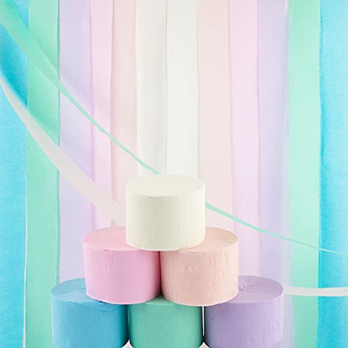 BETESSIN 12 Rolle Krepppapier Bunt Kreppband pro Rolle 25mx 45mm Maibaum Bänder Regenbogen Dekopapier 6 Farben Kreppbänder Basteln Crepe Paper Papier für Hochzeit Party Weihnachten Dekoration von BETESSIN