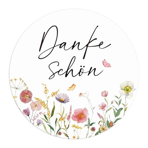 BETESSIN 120 Stück Danke Aufkleber 4cm - Dankeschön Aufkleber im Blumenstil - Danke Etiketten Selbstklebend - Thank You Sticker für Papiertüten, Geschenkverpackungen und Umschlägen von BETESSIN