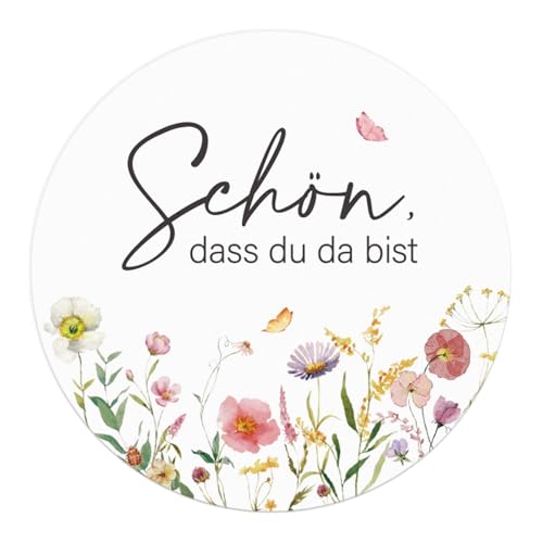 BETESSIN 120 Stück Gastgeschenke Hochzeit Aufkleber 4cm - Schön dass du da bist - Selbstklebende Etiketten im Blumenstil - Hochzeit Sticker für Karten, Papiertüten und Geschenkverpackungen von BETESSIN