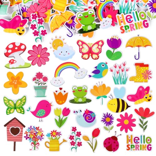 BETESSIN 186pcs Moosgummi Aufkleber Frühling Schaumstoff Sticker Selbstklebend Blumen Sommer Schaum Aufkleber zum Basteln Pflanzen Sticker für Scrapbooking Karten Fenster Zimmer Dekoration von BETESSIN