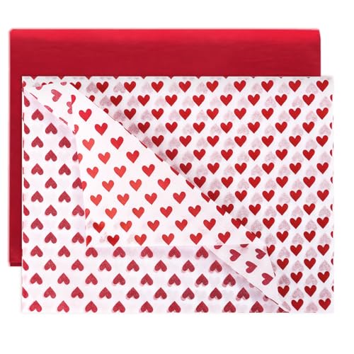 BETESSIN 20 Bögen 50x70cm Seidenpapier Rot & Herz - Valentinstag Seidenpapier Verpackungsmaterial - Geschenkverpackungen für Valentinstag und Geburtstag von BETESSIN