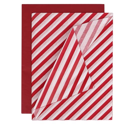 BETESSIN 20 Bögen 50x70cm Seidenpapier Rot & Streifen - Weihnachten Seidenpapier Verpackungsmaterial - Weihnachtsgeschenkpapier für Geschenkverpackungen für Geburtstag, Weihnachten, Valentinstag von BETESSIN