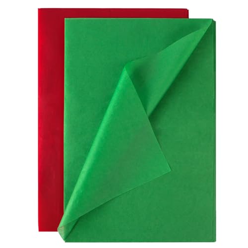 BETESSIN 20 Bögen Seidenpapier Weihnachten - 50x70cm Rotes und Grünes Seidenpapier Verpackungsmaterial - Weihnachtsgeschenkpapier für Geschenkverpackungen zu Weihnachten, Geburtstag, Valentinstag von BETESSIN