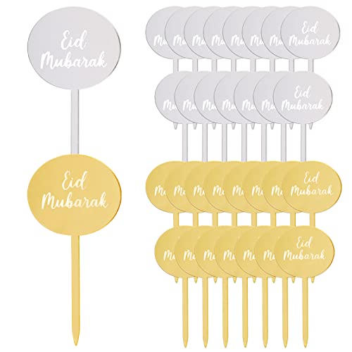 BETESSIN 32 Stücke Eid Mubarak Cupcake Topper Tortenstecker Ramadan Kareem Tortendeko Kuchendeko Party Artikel von BETESSIN