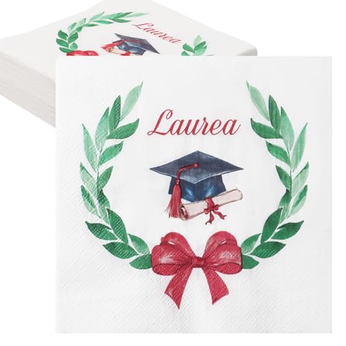 BETESSIN 40 Stück Graduation Servietten - Laurea - Papierservietten mit Italienischen Abschluss Motiv - Tischdeko für Abschlussparty von BETESSIN