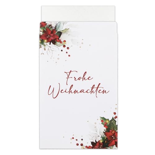 BETESSIN 50 Stück Papiertüten Weihnachten - Frohe Weihnachten Geschenktüten Klein 10x6cm - Taschentücher Tüten - Verpackungen für Taschentücher Weihnachten (Taschentücher nicht enthalten) von BETESSIN