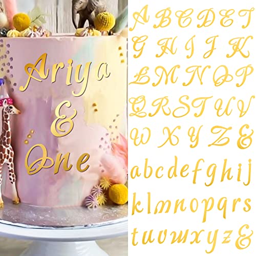 BETESSIN 54Pcs Buchstaben Deko Torte Gold Kuchen Dekoration Geburtstag Acryl 2 Sets A-Z Tortendeko Großbuchstaben Kleinbuchstaben Tortenaufsatz Set für Hochzeit Jubiläum Party Feier C von BETESSIN