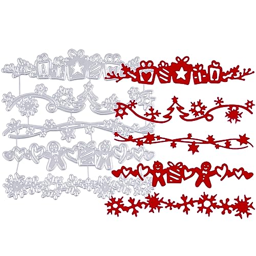 BETESSIN 5Pcs Stanzschablonen Weihnachten Spitze Rahmen Stanzformen Rand Scrapbooking Cutting Dies für DIY Xmas Kartenbasteln Fotoalbum Grußkarten Geschenkverpackung von BETESSIN