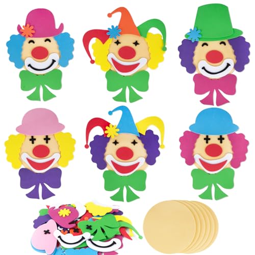 BETESSIN 6pcs Clown Deko Schaumstoff Sticker Selbstklebend Moosgummi Aufkleber zum Basteln Kinder Bastelset Karneval Geburtstag Party Dekoration Wand Tür Deko von BETESSIN