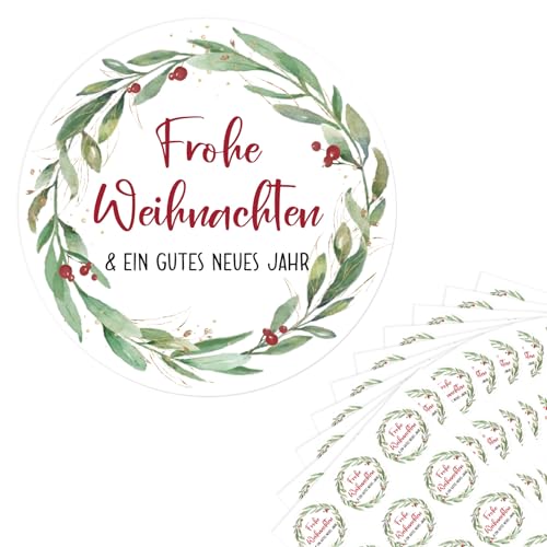 BETESSIN Aufkleber Weihnachten - 120 Stück Frohe Weihnachten Aufkleber - Weihnachtsetiketten Selbstklebend - Weihnachtsaufkleber für Papiertüten und Geschenkverpackungen (⌀4cm) von BETESSIN