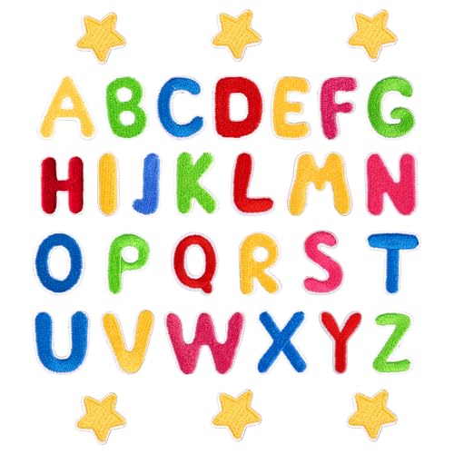 BETESSIN Buchstaben zum Aufnähen - 26 Aufnäher Buchstaben A-Z Alphabet & 6 Sterne - Buchstaben Patches zum Aufkleben - Selbstklebende Applikationen für DIY, Kleidung, Jacken, Jeans, Taschen uvm. BETESSIN Buchstaben zum Aufnähen - 26 Aufnäher Buchstaben A-Z Alphabet & 6 Sterne - Buchstaben Patches zum Aufkleben - Selbstklebende Applikationen für DIY, Kleidung, Jacken, Jeans, Taschen uvm. von BETESSIN