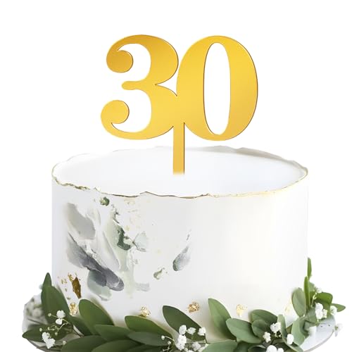 BETESSIN Cake Topper 30 Geburtstag Tortenstecker Kuchen Deko 30. Jahrestag Acryl Gold 30. Geburtstag Tortendeko Cupcake Topper Kuchen Topper Geburtstagstorte Deko von BETESSIN