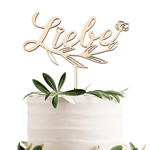 BETESSIN Cake Topper Hochzeit Liebe Tortendeko Holz Hochzeitstorte Topper Kuchen Topper Love Cupcake Topper Kuchenstecker Kuchenaufsatz Verlobung Jahrestag Dekoration von BETESSIN