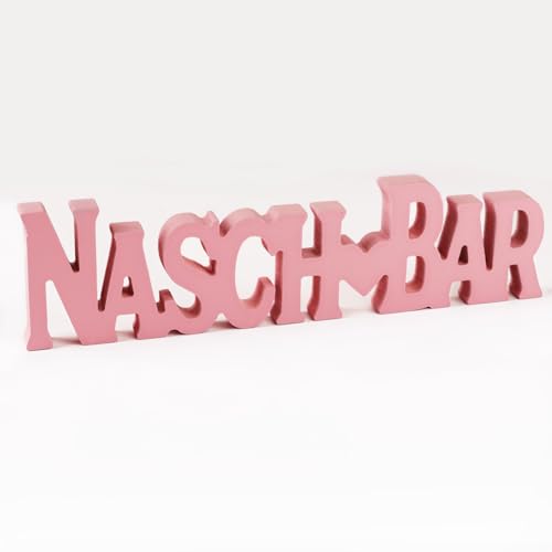 BETESSIN Candybar Deko Holz - Eleganter Rosafarbener Naschbar Holzschriftzug - Tischdekoration für Partys und Feierlichkeiten wie Hochzeiten, Geburtstage uvm. - 30 x 7 x 1.5 cm von BETESSIN