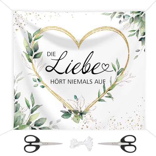 BETESSIN Hochzeitsherz zum Ausschneiden - 200x180cm Hochzeitslaken mit 2 Scheren - Hochwertiges Bettlaken Hochzeit - Standesamt Überraschung - Hochzeitsspiel für Das Brautpaar - Geschenk zur Hochzeit von BETESSIN