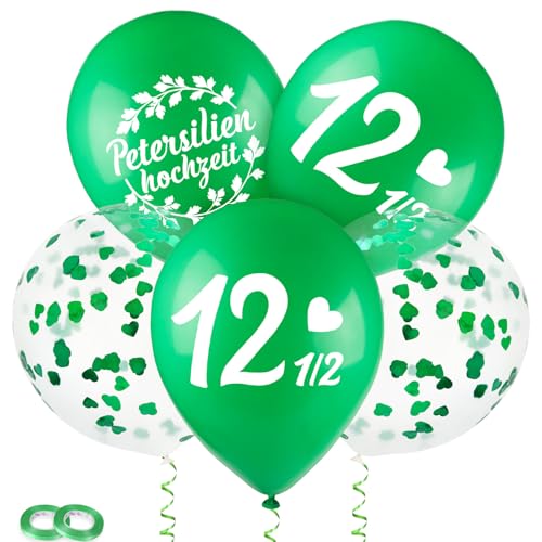 BETESSIN Petersilienhochzeit Deko - 24x Petersilien Hochzeit Ballon 12 Zoll - Petersilienhochzeit Luftballons für 12,5 Hochzeitstag - Petersilienhochzeit Geschenk zum Hochzeitstag nach 12,5 Jahren von BETESSIN