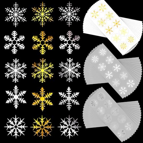 BETESSIN Schneeflocken Aufkleber Weihnachten - 120 Stück 2.8cm Schneeflocken Sticker Selbstklebend - Weihnachtsaufkleber zum Basteln von Weihnachtskarten, Adventskalender, Laptop usw. (Mehrfarbig) von BETESSIN