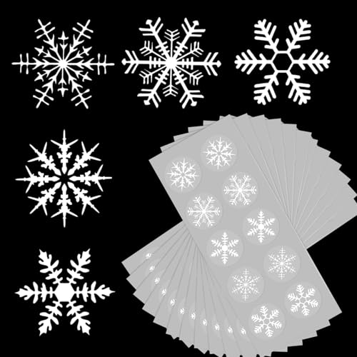 BETESSIN Schneeflocken Aufkleber Weihnachten - 120 Stück Schneeflocken Sticker Selbstklebend - Weihnachtsaufkleber zum Basteln von Weihnachtskarten, Adventskalender, Laptop usw. (Weiß, 2.8cm) von BETESSIN