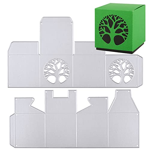 BETESSIN Stanzschablone Box Schachtel Lebensbaum Geschenbox Stanzform Süßigkeitenbox Metall Prägeschablonen Stanzmaschinen DIY Gastgeschenk Taufe Kommunion Hochzeit Party Geschenk Verpackung von BETESSIN