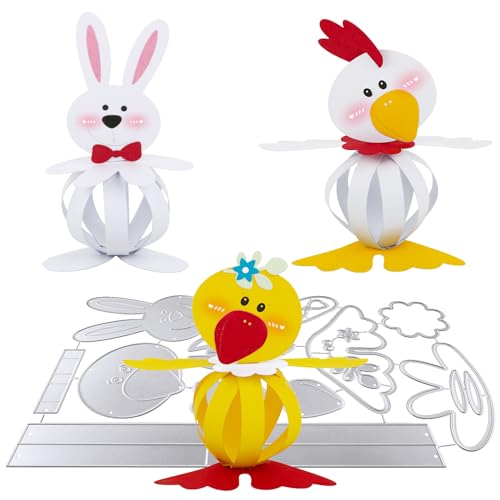 BETESSIN Stanzschablonen Ostern Osterhase Stanzformen Kaninchen Küken Osterdeko Stanzen Tischdeko Klein Metall Cutting Dies Prägeschablone für Stanzmaschine DIY Osterdekoration von BETESSIN