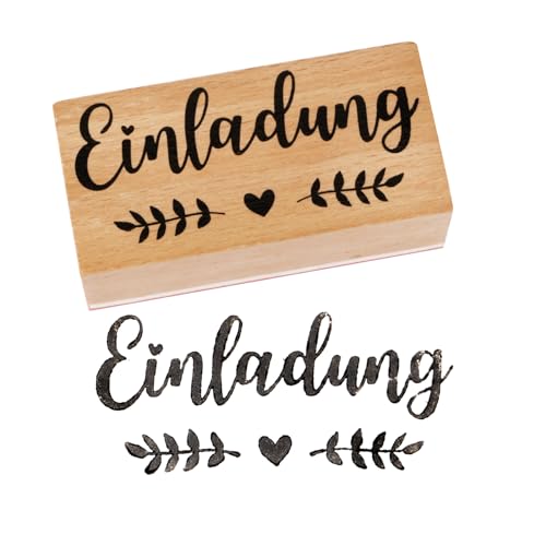 BETESSIN Stempel Holz Einladung Holzstempel Hochzeit Motivstempel zum Kartenbasteln Holz Gummi Stempels Einladungskarten Textilstempel für Geburtstag Happy Birthday Taufe Scrapbooking von BETESSIN