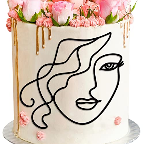 BETESSIN Torten Deko Lady Face Acryl Cake Topper Schwarz Kuchen Dekoration Geburtstag Kuchendeko Tortenaufsatz Set für Jubiläum Muttertag Party Feier von BETESSIN