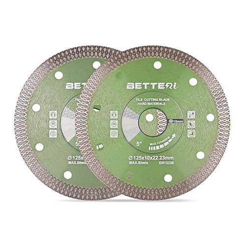 BETTERI 2 Stück Diamantscheibe 125mm x 22,23mm Extra Dünn, Diamant Trennscheiben 125mm für Fliesenschneider & Trennschneider, zum Schneiden von Fliesen, Keramik, Marmor von BETTERI