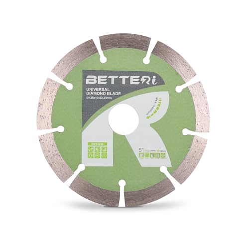 BETTERI Diamantscheibe 125mm x 22,23 mm Extra Dünn, Universal Trennscheibe 125mm zum Trennen von Fliesen, Beton, Stein, Ziegel, Mauerwerk, Granit, Diamantscheibe Beton Hohe Standzeit von BETTERI