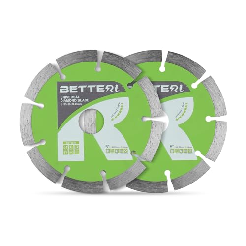 BETTERI Diamantscheibe 125mm x 22,23 mm Extra Dünn 2 Stück, Universal Trennscheibe 125mm zum Trennen von Fliesen, Beton, Stein, Ziegel, Mauerwerk, Diamantscheibe Beton Hohe Standzeit von BETTERI