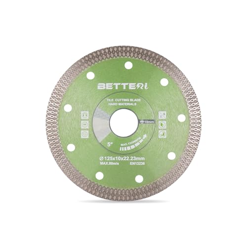 BETTERI Diamantscheibe 125mm x 22,23mm Extra Dünn, Diamant Trennscheiben 125mm für Fliesenschneider & Trennschneider, zum Schneiden von Fliesen, Feinsteinzeug, Keramik, Marmor von BETTERI