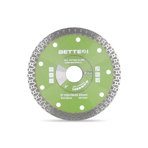 BETTERI Diamantscheibe 125mm x 22,23mm Extra Dünn, Diamant Trennscheiben für Trennschneider & Fliesenschneider, Diamanttrennscheibe 125 zum Schneiden von Fliesen, Keramik, Marmor von BETTERI