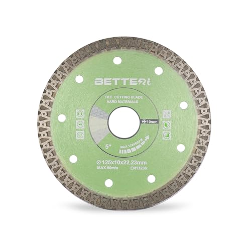 BETTERI Diamantscheibe 125mm x 22,23mm Extra Dünn, Diamant Trennscheiben für Trennschneider & Fliesenschneider, Diamanttrennscheibe 125 zum Schneiden von Fliesen, Feinsteinzeug, Keramik, Marmor von BETTERI